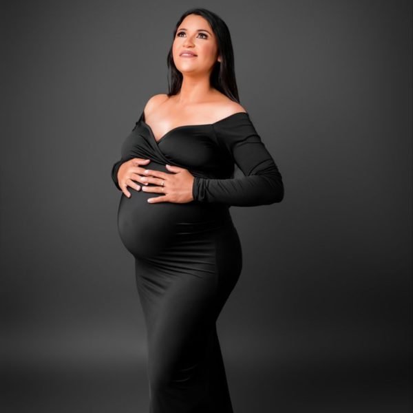 Vestido preto manga longa ( com ajustes no quadril)