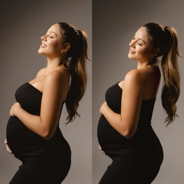 ideia para ensaio gestante em estúdio com luz…